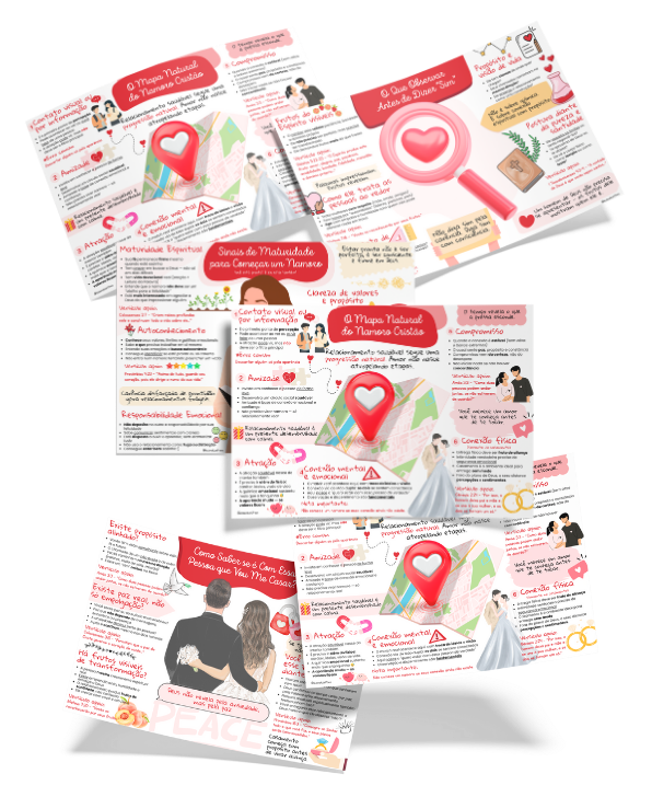 Mockups dos mapas mentais do Namoro Cristão