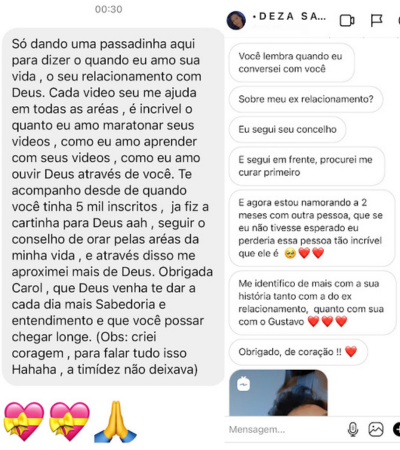 Depoimento de leitora sobre os materiais