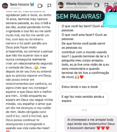 Depoimento de leitora sobre os materiais